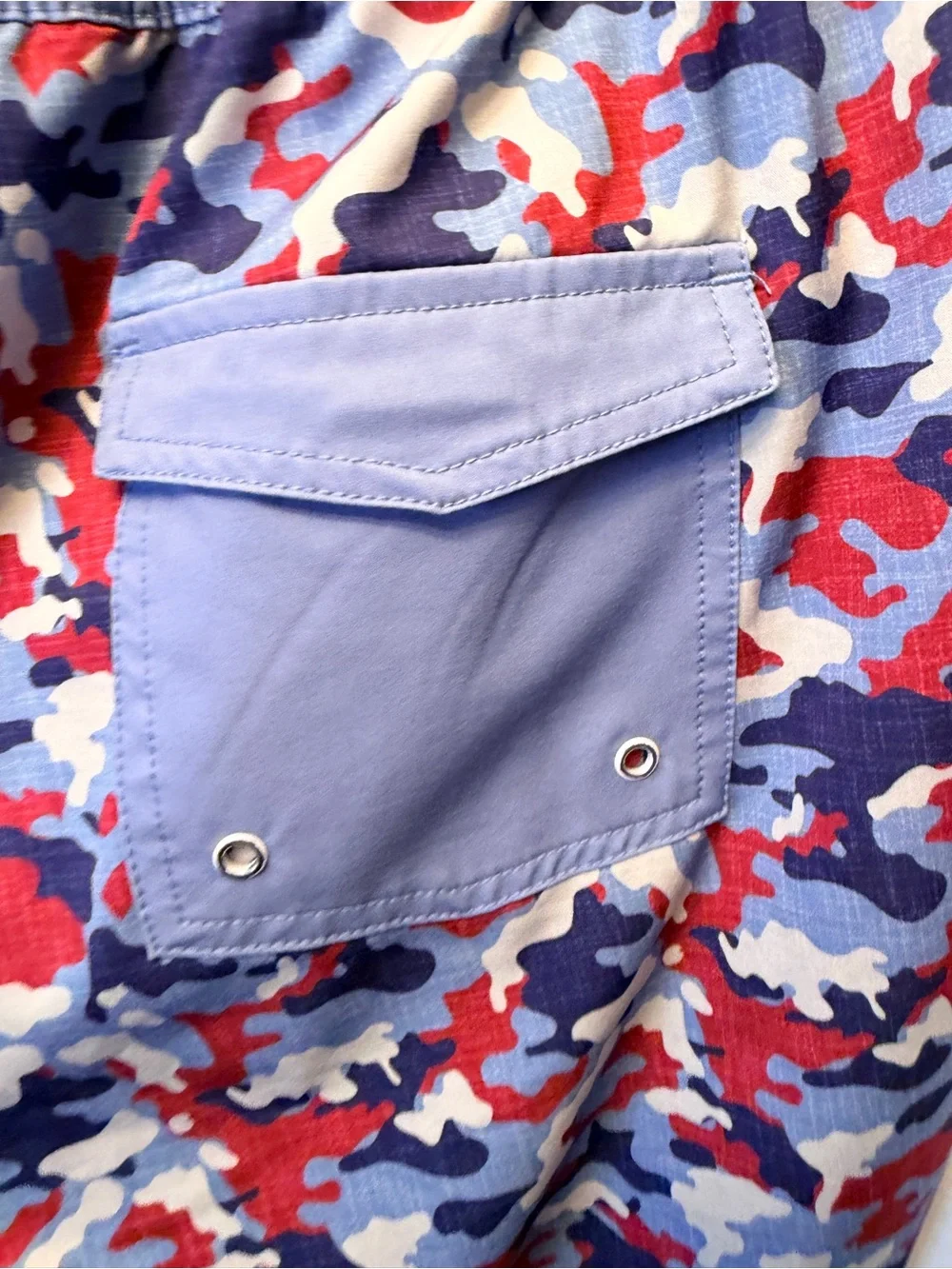 Men's Blue & Red Camo Swim Trunks
